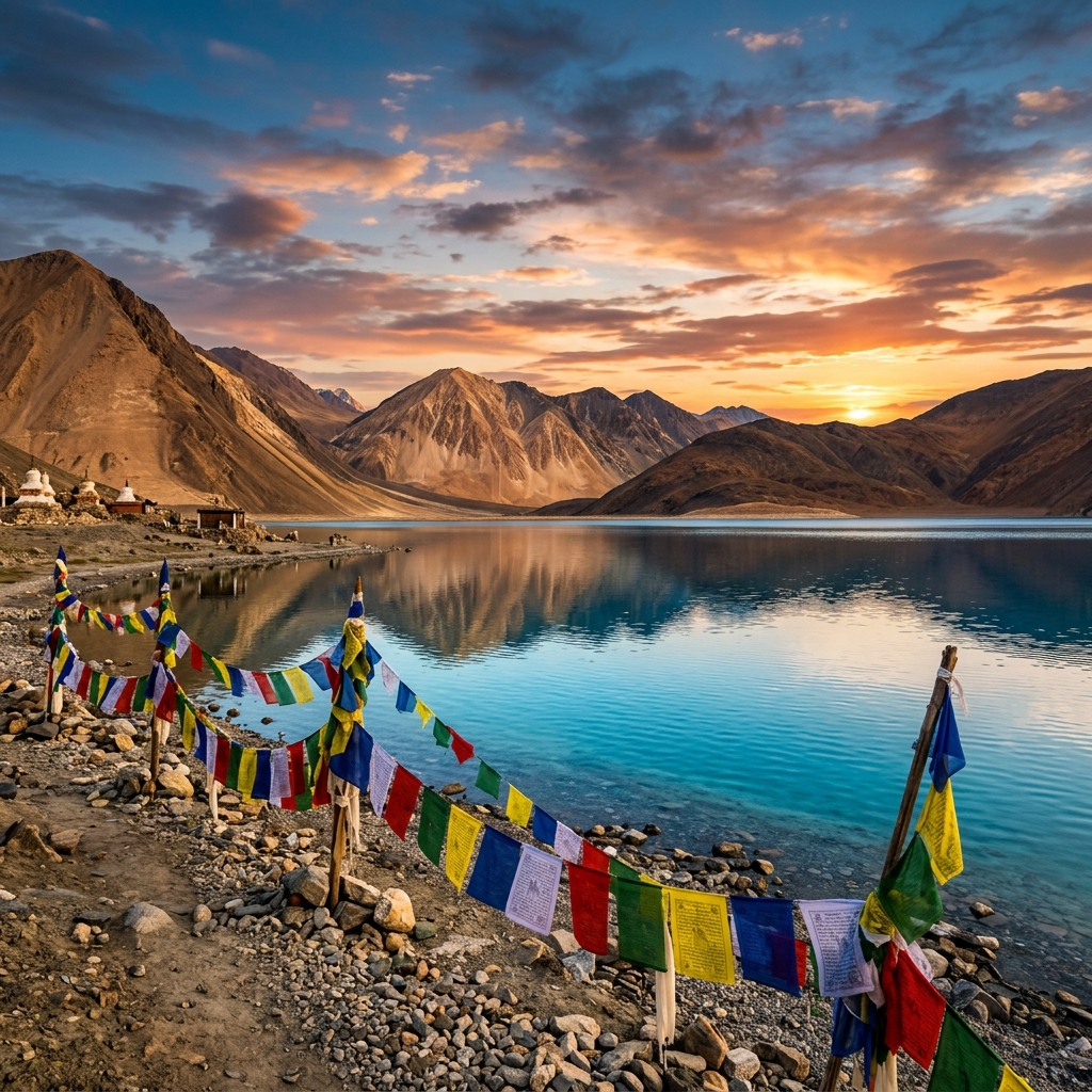 Pangong Lake Sunset